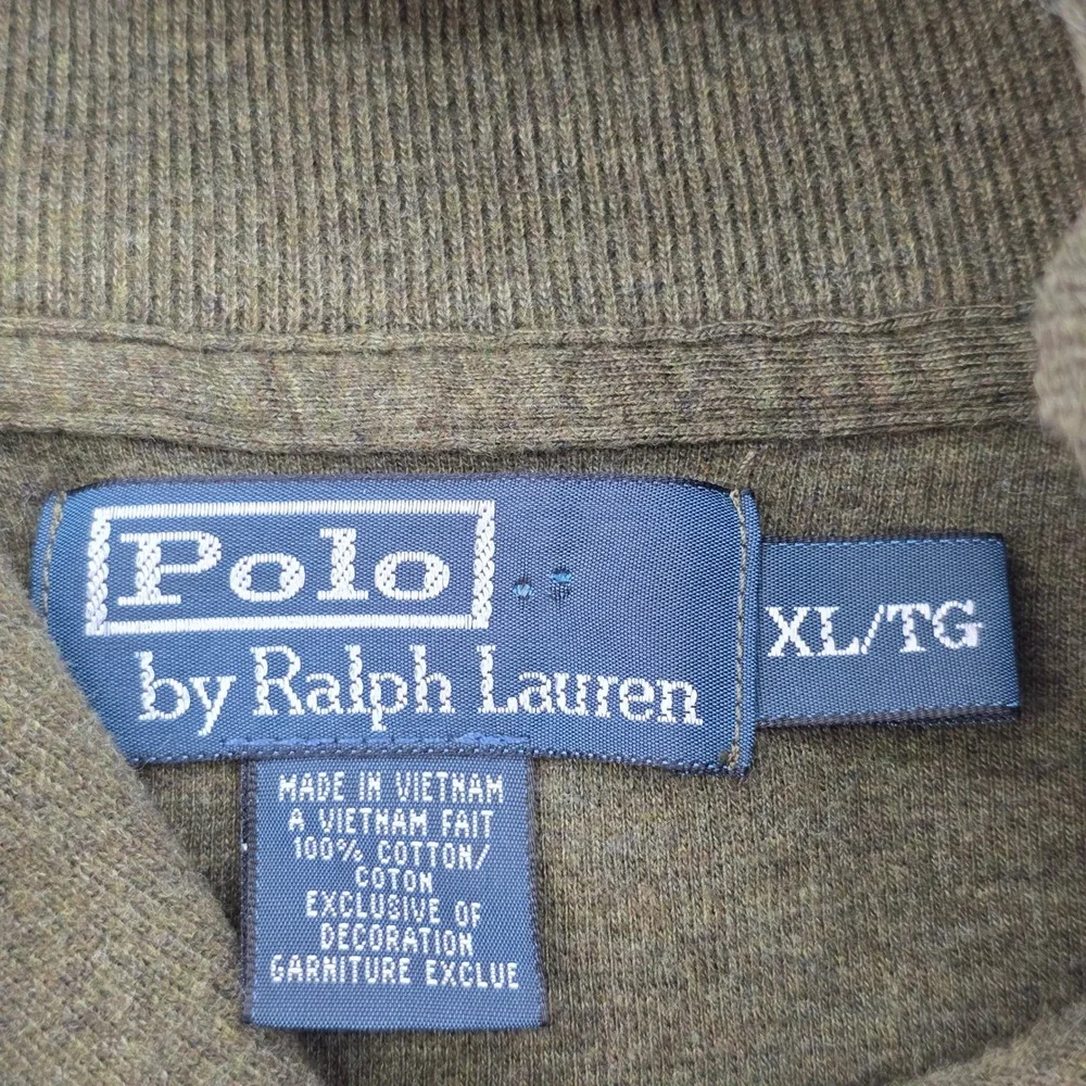 Polo Ralph Lauren Mens XL Shawl Collar Cotton Sweater Olive Green Blue Pony Logo